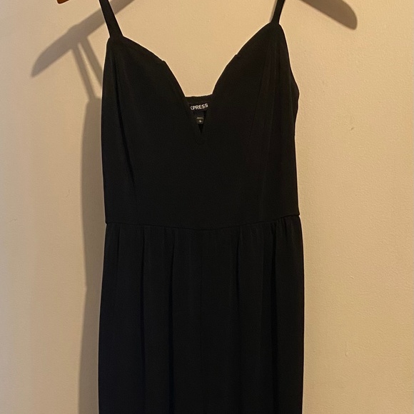 Black Sweetheart Cut Wide-Leg Jumpsuit - Express - Picture 1 of 1